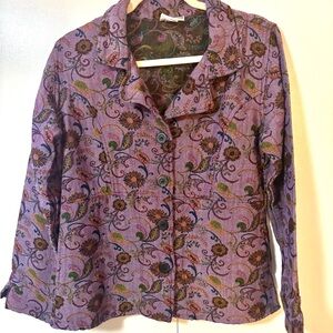 Vintage Eucalyptus Woven Tapestry Blazer Jacket XS Boho Art-to-Wear 100% Cotton